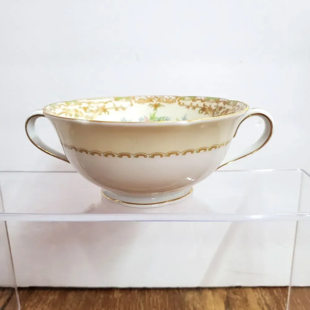 Vintage Noritake Veona Cream Soup Bowls Set of 3 Double Handle Porcelain Japan
